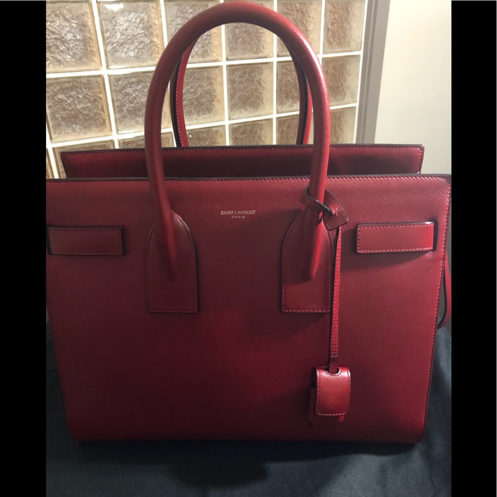 Red leather Saint Laurent small Sac de Jour
